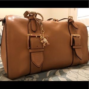 Isaac Mizarahi leather handbag/Kate Spade keychain